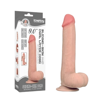 Lovetoy - Sliding Skin Dong 9.0 inch - hajlítható, bőrszerű, tapadókoronggal